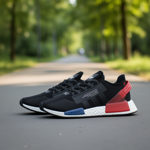 อาดิดาส เอ็นเอ็มดี อาร์1 วี2 รองเท้าวิ่งผู้ชายสีดำสีแดงตาข่ายสีแดงพื้นรองเท้ายางด้านนอก EVA Midsole GY6162 ฤดูใบไม้ผลิ - Product Image 2