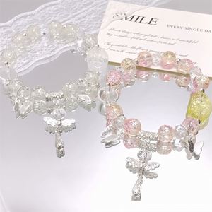 Pulsera de Cuentas de Cristal Roto INS Fantasy Popcorn con Dije de Mariposa, Color Degradado, para Niñas y Mujeres, Pulseras de la Amistad, Regalo de Joyería - Product Image 3