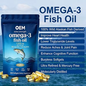 Gélules d'huile de poisson à haute concentration d'Oméga-3 EPA <span class=keywords><strong>DHA</strong></span> pour soutenir la santé cardiaque et immunitaire, complément alimentaire pour tous les âges - Product Image 5