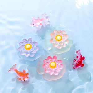 Vase écologique Weij Micro-paysage, lotus et feuilles lumineux la nuit, décoration DIY pour aquarium et bassin à poissons - Product Image 4