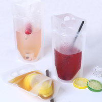 Pochettes souples transparentes en PE de 250 ml et 350 ml, résistantes à l'humidité, avec fermeture à lien, pour boissons, café, lait, thé, impression par gravure
