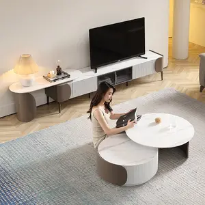 Modern Marble Meuble Tv De Luxe Et Table Basse Complet Ensemble Tv Basse Et Table Central De Salon For Living Room