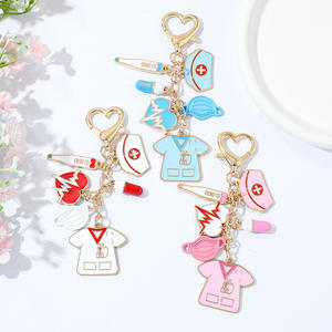 Современный классический набор медсестер, модный металлический брелок из цинкового сплава, декоративная подвеска с изображением медсестры, шляпа, маска для таблеток, сердцебиение, медицинская - Product Image 4