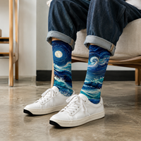Chaussettes de sport personnalisées imprimées, motif graphique, séchage rapide, 100% coton, ajustement confortable, pour le fitness, le cyclisme et les activités de plein air