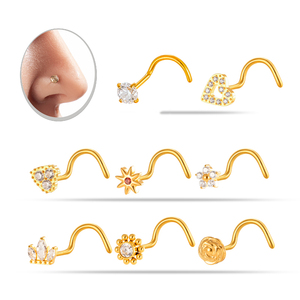 HENGSEN G23 titane nez goujon S en forme de <span class=keywords><strong>narine</strong></span> vis nez <span class=keywords><strong>Piercing</strong></span> <span class=keywords><strong>bijoux</strong></span> coeur fleur nez <span class=keywords><strong>bijoux</strong></span> pour femmes - Product Image 1