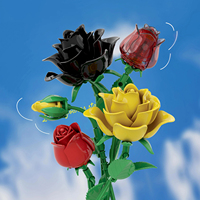 Ensemble de blocs de construction DIY pour bouquet de fleurs, roses, tournesols, tulipes, fleurs en briques, décoration de la maison, cadeau, jouet, vente en gros, jouets pour enfants 26111-26274