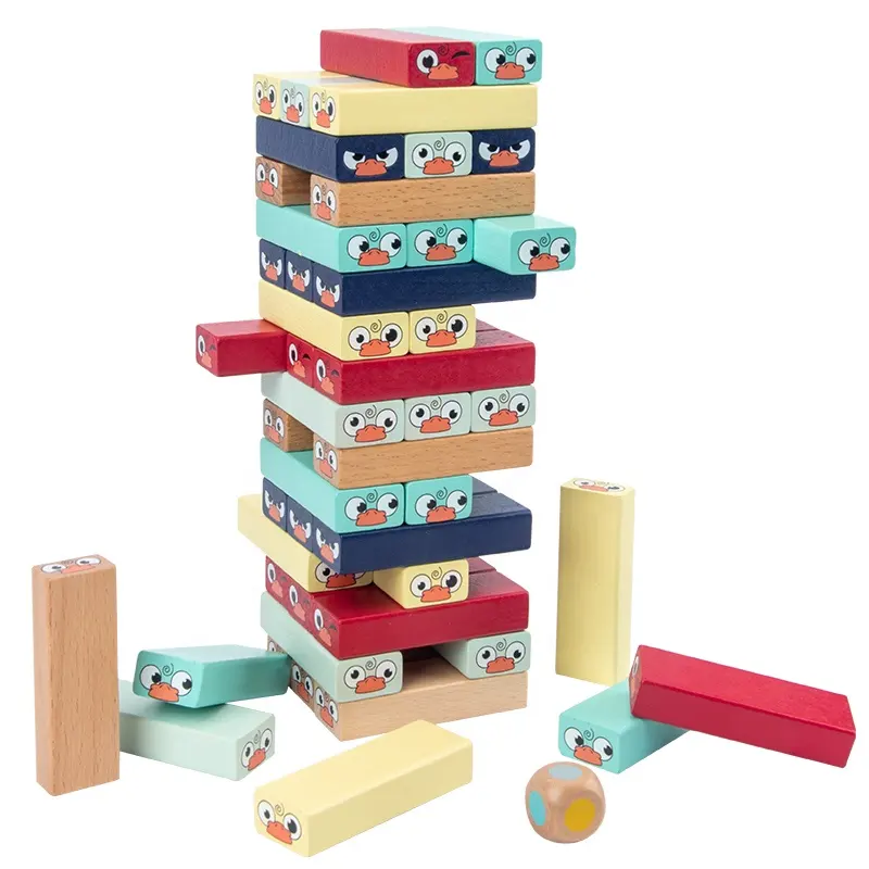 Colorful Wooden Stacking Board Games Building Blocks for Kids Boys and Girls