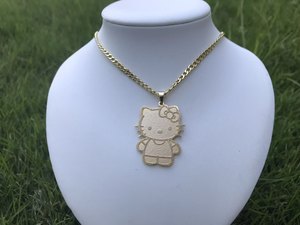 <span class=keywords><strong>Collana</strong></span> con Ciondolo Hello K <span class=keywords><strong>Personalizzata</strong></span> BKG in Acciaio Inox Placcato Oro 18K, Gioiello Unisex con Catena alla Moda - Product Image 5