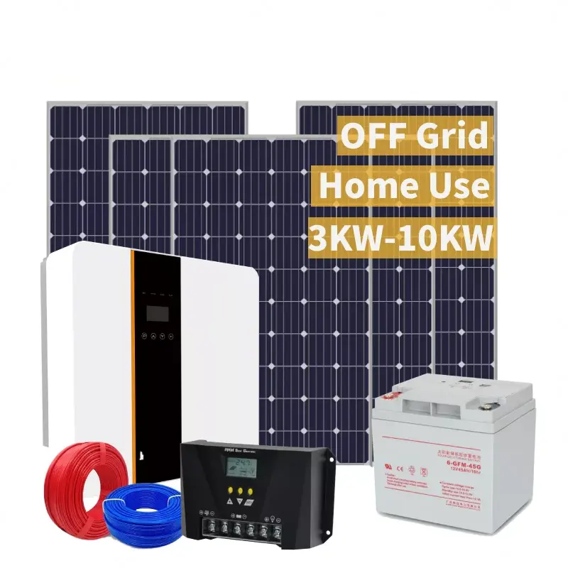 Off grid solar power system 10kw hybrid solar inverter solar panel system for home