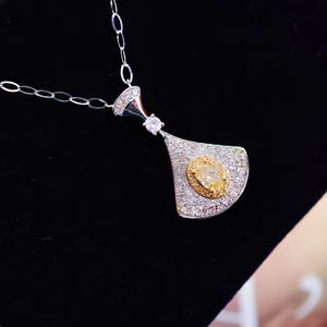 Collar de diamantes elegante y único para mujer Diamante amarillo natural de 0.3ct con cadena de diamantes amarillos de 0.4ct - Product Image 1