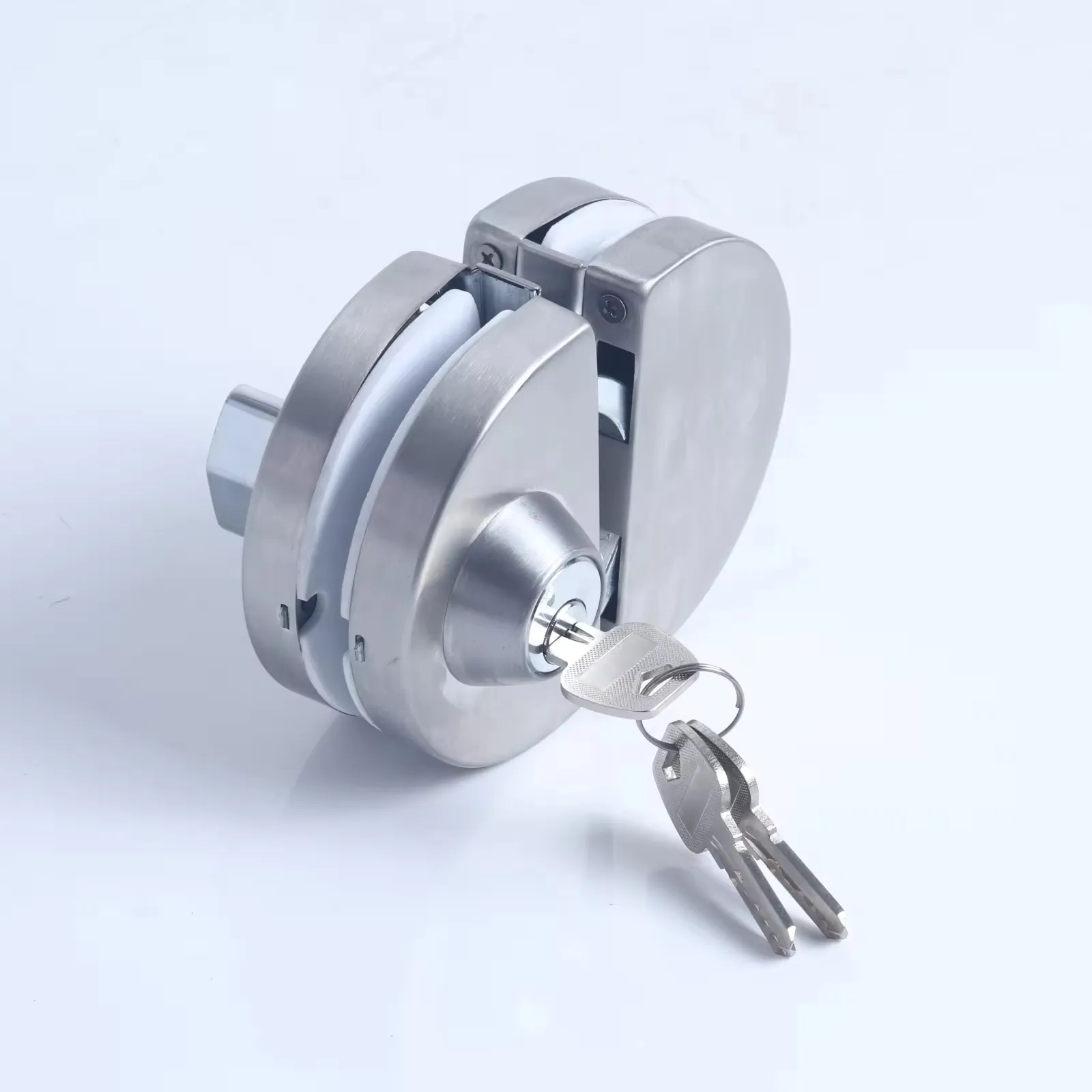 Double side and round shape high-powered plate glass door locks sliding glass door lock