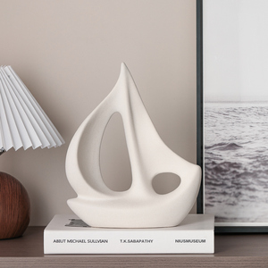 Sailing Boat Decoration <b>White</b> Ceramic Modern Abstract Sculpture For Living Room Study Home Decor Display Cabinet Art Piece - Product Image 5
