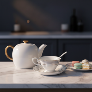 Elegant Fine Bone China Ceramic Tea Cup and Saucer <b>Set</b> with Eco-Friendly Design for Afternoon Tea and Arabic Turkish Coffee - Product Image 2