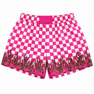 High Quality Custom Leopard <strong>Women</strong> <strong>Beach</strong> <strong>Shorts</strong> Color Matching Elastic Waistband Printing Check Pattern Smile Deerlet for Lady - Product Image 5