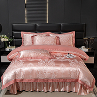 Nouvel ensemble de jupe de lit et housse de couette en satin de coton jacquard brodé haut de gamme 2026 – Fournitures modernes pour chambre nuptiale