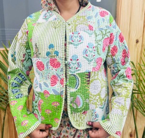 Cotton Women's <b>Quilted</b> <b>Jacket</b> Block Printed Boho Style <b>Quilted</b> Handmade <b>Jackets</b>, Gifts Button Closer <b>Jacket</b> for Women Gifts - Product Image 1