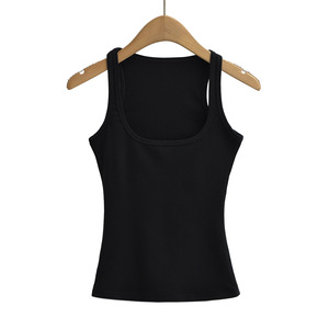 <span class=keywords><strong>Canotta</strong></span> da Donna Personalizzata Casual <span class=keywords><strong>Bianca</strong></span> per Bodybuilding Traspirante Ecologica in Spandex/Cotone <span class=keywords><strong>a</strong></span> <span class=keywords><strong>Costine</strong></span> con Scollo Quadrato Tinta Unita con Nastro - Product Image 2