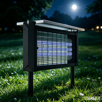 Lampe Solaire Anti-Moustiques à Choc Électrique, Contrôle des Mouches avec Lampe Tue-Moustiques Électrique à Semi-Conducteurs pour Jardin Extérieur
