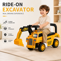 Escavatore Giocattolo Cavalcabile in Plastica per Bambini 2-4 e 5-7 Anni, 6 Ruote, Braccio Flessibile, Facile da Guidare, Robusto e Durevole