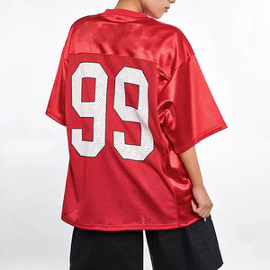 T-shirt de sport en jersey de maille épaisse à col en V, coupe ample, imprimé sur mesure, 100% coton, jersey de football/soccer surdimensionné - Product Image 6