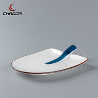 Assiette en porcelaine de luxe nordique de 10/12 pouces, en forme de pelle, à tête ronde, pour la restauration
