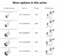 Rail lumineux LED d'intérieur 42W COB non dimmable en aluminium moderne, température de couleur 2700-7000K