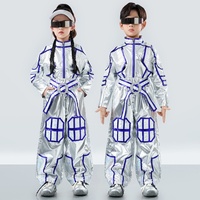 Costume de performance unisexe argenté, inspiré de la technologie, pour enfants, pour la danse robotique, le cosplay laser spatial et le style jazz, tendance futuriste pour défilé