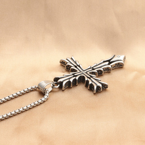 Stainless Steel <b>Cross</b> Pendant With Diamond Inlay Punk Style For Men 280299 - Product Image 3