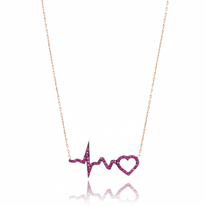 Heartbeat diseño rubí circón piedra encanto colgante turco hecho a mano al por mayor 925 joyería de plata esterlina - Product Image 2