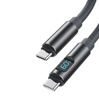 Cable TPE de Carga Súper Rápida de 60W, Tipo C a C, con Pantalla Digital
