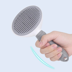 One Click <b>Pet</b> Hair Removal Comb TPR Stainless Steel Automatic Cat Dog Grooming <b>Brush</b> Gray Pink Sky Blue - Product Image 4