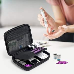 Sarung penyimpanan pengukur gula darah, ritsleting kustom Kit pengujian Diabetes dengan busa - Product Image 6