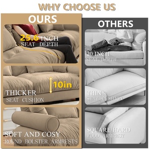 โซฟาโม<span class=keywords><strong>ดู</strong></span>ลาร์รูปตัวยูสามที่นั่งหุ้มกำมะหยี่ ดีไซน์ทันสมัย พร้อมที่วางแขนเสริมและออตโตมันแบบเคลื่อนย้ายได้สองตัว สำหรับห้องนั่งเล่น - Product Image 3