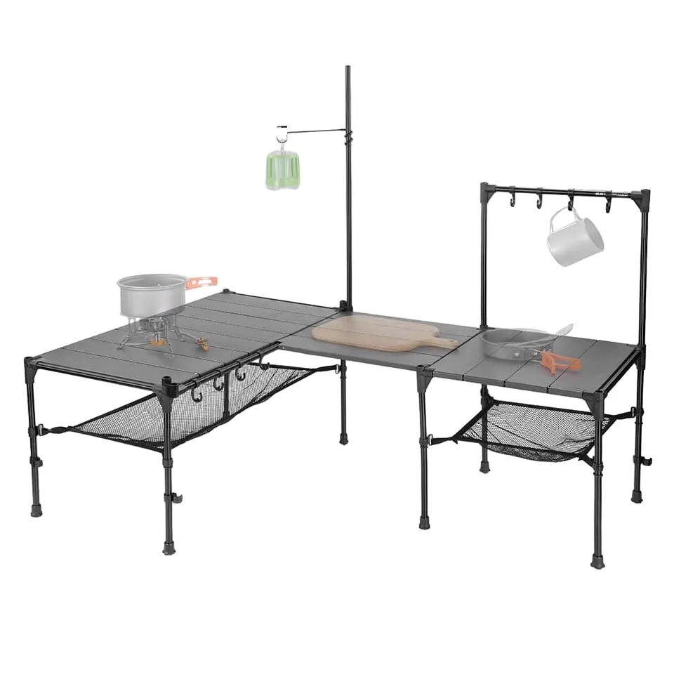 도매 휴대용 알루미늄 피크닉 주방 캠핑 접이식 테이블 높이 조절이 가능한 접이식 야외 테이블