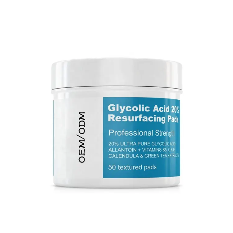 Glycolic Acid 20% Resurfacing Pads Tartaric acid for Face & Body with VitaminsC & E, Green Tea, Calendula, Allantoin