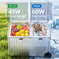 Réfrigérateur-congélateur portable double zone 22L/30L/40L/50L 12V 24V en aluminium avec batterie en option pour camping, camping-car, camion