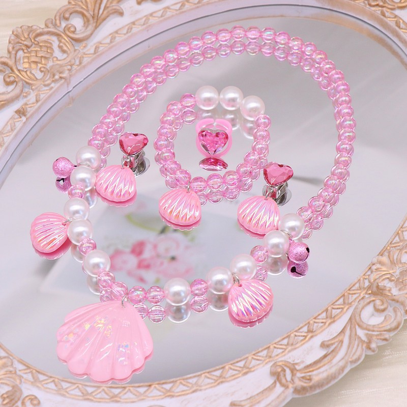 Transparent large shell pink 5 piece opp bag