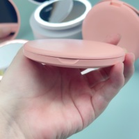 Travel Double Side Round Hand Led Pocket Mirror Private Label Led Light Compact Makeup Mirror