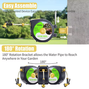 Manguera de Jardín Automática de Goma de 1/2 pulgada y 100 pies, la Más Vendida, con Certificación CNS, Mango Telescópico, Montaje en Pared, Retráctil, 10 Patrones - Product Image 2