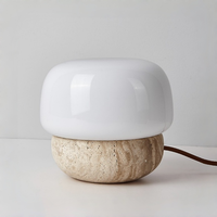 Lampe de table en travertin jaune naturel japonais, style Wabi-Sabi, mini lampe de chevet en forme de champignon, vente en gros OEM/ODM