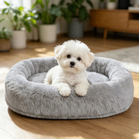 Lit pour chien YangyangPet en mousse à mémoire de forme, beige clair, ovale, luxueux, apaisant, orthopédique