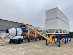 Centrale à béton mobile YHZM60 à prix abordable, 60m³/h, 1*40HQ, centrale de malaxage portable avec tambour et équipement Schneider Electric - Product Image 2