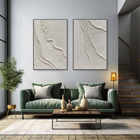 Peinture à l'huile et acrylique minimaliste abstraite en diptyque, gravée sur pierre texturée, grande décoration murale neutre pour hôtel et maison