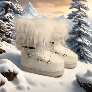 Botas de Nieve para Mujer, Invierno 2026, Nuevas, Térmicas, con Forro Grueso y Cálido, Diseño de Luna Espacial, Cómodas - Product Image 4