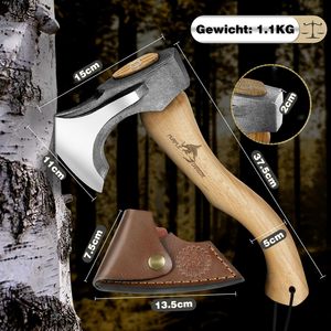 Premio 14.7 pollici forgiato a mano ascia da campeggio da esterno per spaccare il legno e intagliare strumento da taglio perfetto - Product Image 3
