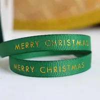 Ruban gros-grain avec logo en feuille d'or personnalisé Ruban imprimé 25mm pour l'emballage de cadeaux de Noël