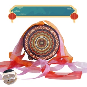 Tambourin à double rangée de clochettes de 8 pouces en gros, style Dunhuang, avec ruban en soie, pour performance de danse Hanfu - Product Image 1