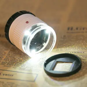 Lupa de aumento de vidro para detecção de moeda, mini cilindro HD UV/LED 30X, escala de joias, lente de foco para impressão em tecido antigo