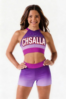 Camisetas y Tops Personalizados con Pedrería, Ropa Brillante Morada, Diseño Personalizado, Ropa Brillante para Prácticas de Animadoras, Pantalones Cortos, 2 Conjuntos de Uniformes