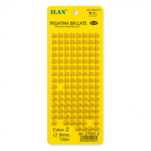 Ilan Pegatina Brillante 8mm Giallo 120pz Strass con Fondo Piatto da Incollare - Product Image 1